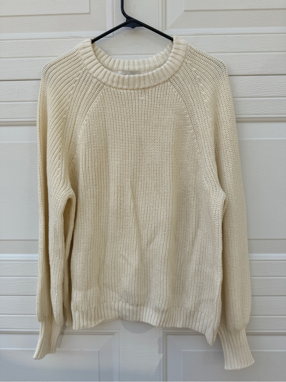 Free Assembly Cream Ribbed Knit Raglan Sleeve Pullover Sweater Runs Small XXXL